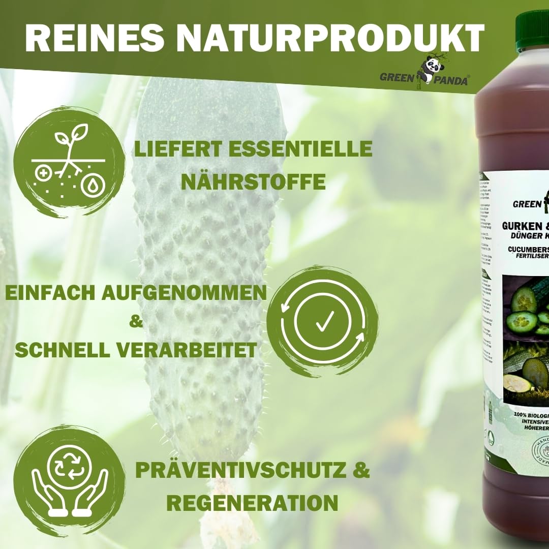 GreenPanda Gurken & Zucchini Dünger - 3L Stickstoffdünger flüssig - Phosphor Kalium - Gurkendünger flüssig verbessert die Ernte & intensiviert den Geschmack (3 Liter)