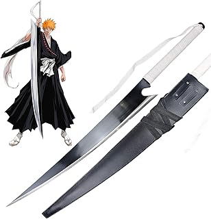 Kurosaki Ichigo’s Zangetsu Shikai Sword – 42 Inch Black Blade | Bleach Anime Cosplay Katana Replica | Ichigo Sword Collectible for Fans