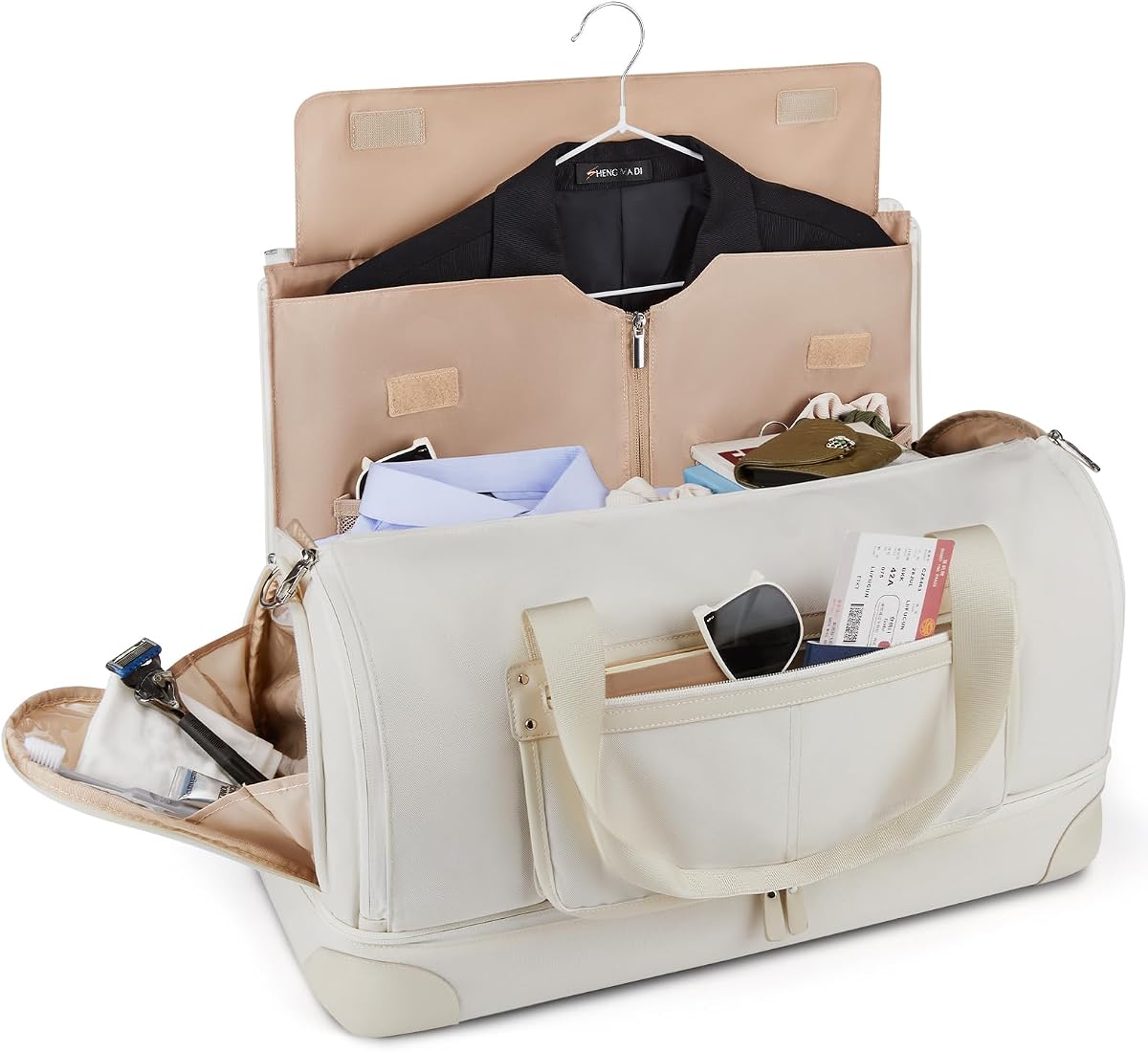 Bolsas de ropa medianas para viajes, bolsas de viaje convertibles para ropa, bolsas de traje para mujeres, bolsas de ropa 2 en 1 con compartimento para zapatos