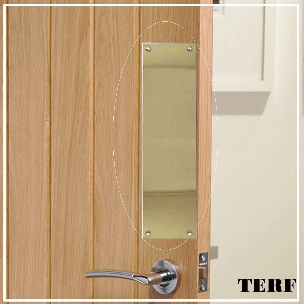 TERF® Lot de 2 plaques de doigt style victorien traditionnel laiton poli 300 mm x 75 mm avec vis de fixation