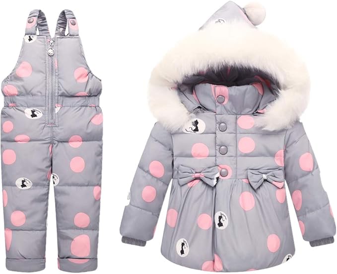 Amazon Co Jp 子供 防寒着 冬 ビブパンツ 幼児長袖アウター幼児暖かいフーディー ダウン ジャケット 80 100cm 服 ファッション小物
