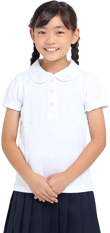 Amazon Co Jp ニナーズ ブラウス 半袖 女の子 白 洗える 綿100 コットン 無地 ホワイト 子供用 女子 女児 お受験 面接 説明会 発表会 幼稚園 小学校 Sch Bl 100cm 服 ファッション小物