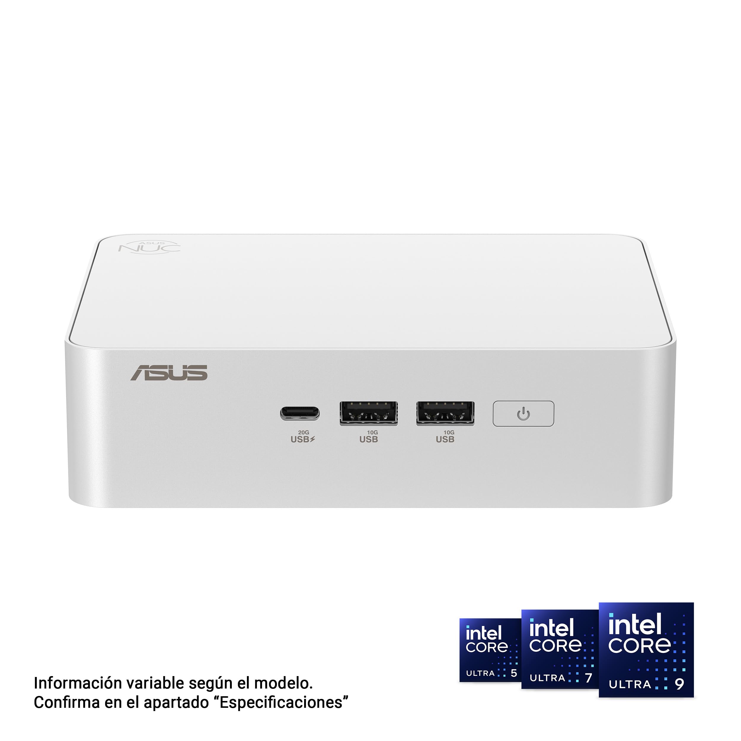 ASUS NUC 15 Pro+ Mini PC, Procesador Intel Core Ultra 5 225H, Intel ARC Graphics, sin Memoria, sin Almacenamiento, sin SO, Cable de alimentación Incluido, Plata | DDR5-6400, tarjeta gráfica integrada, Wi-Fi 7, Bluetooth 5.4, compatible con Windows 11 Pro