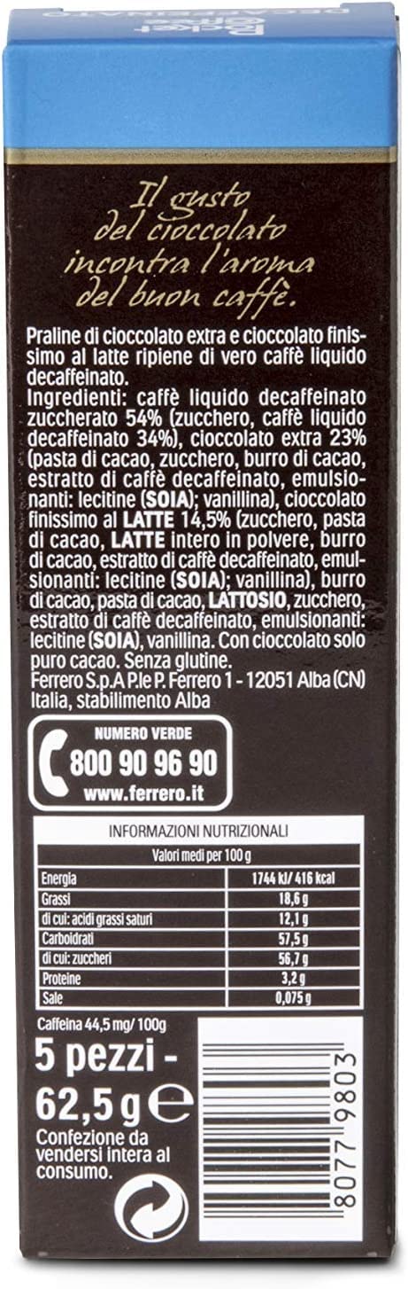 Pocket Coffee espresso - Café de café con líquido descafeinado DEK Espresso, leche fina y chocolate semiamargo, 5 bombones, 625 g