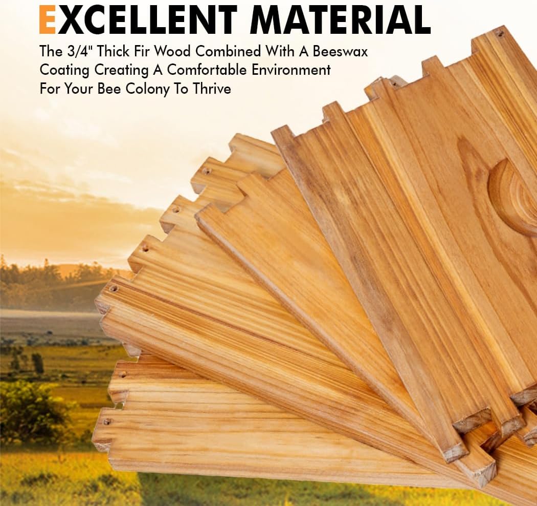 10 Frame Deep Brood Beehive Box Wax Coated Bee Hives Includes Beehive Frames and Waxed Foundations (Unassembled)