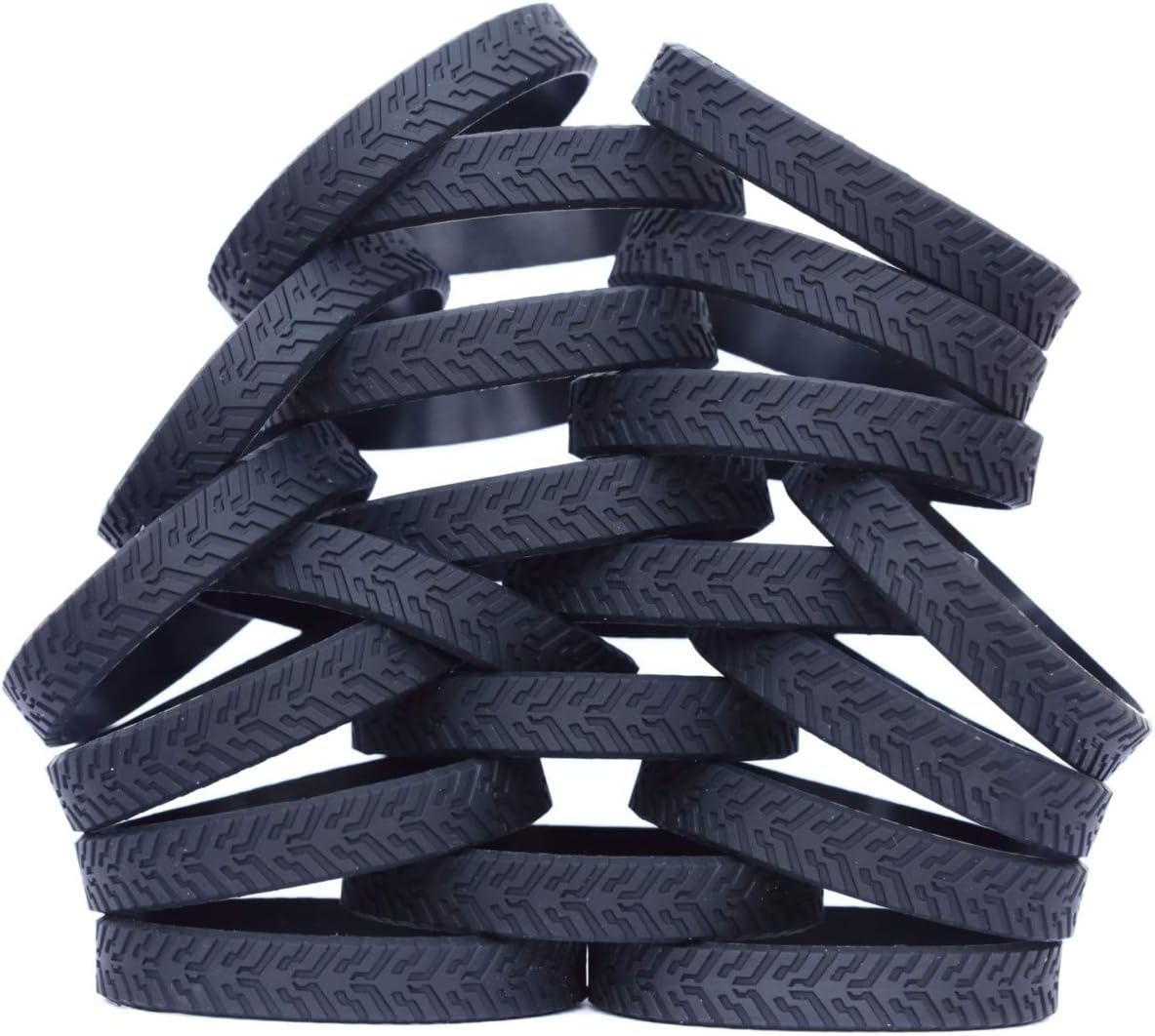 100 Black Tire Tread Silicone Wristbands