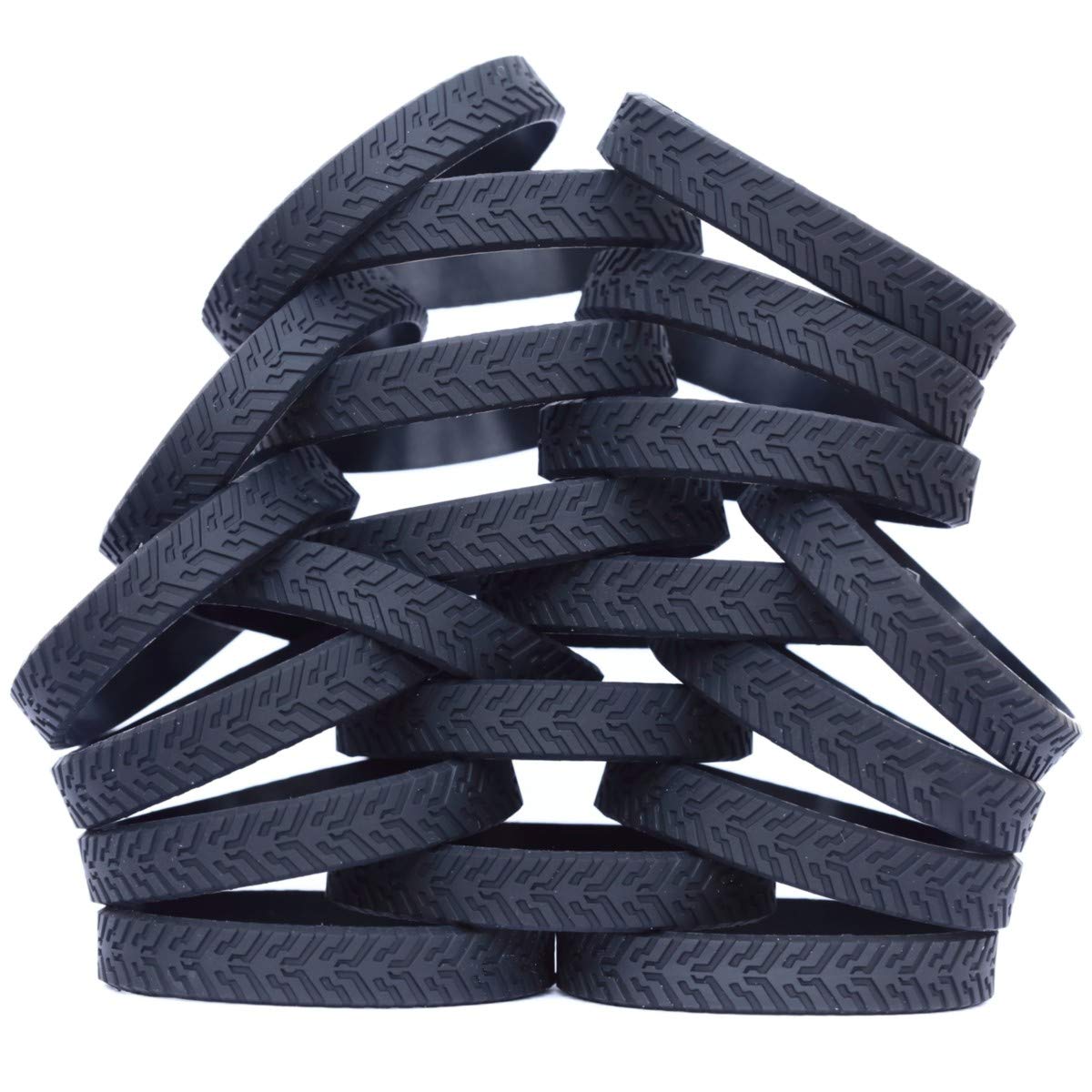 20 Black Tire Tread Silicone Wristbands