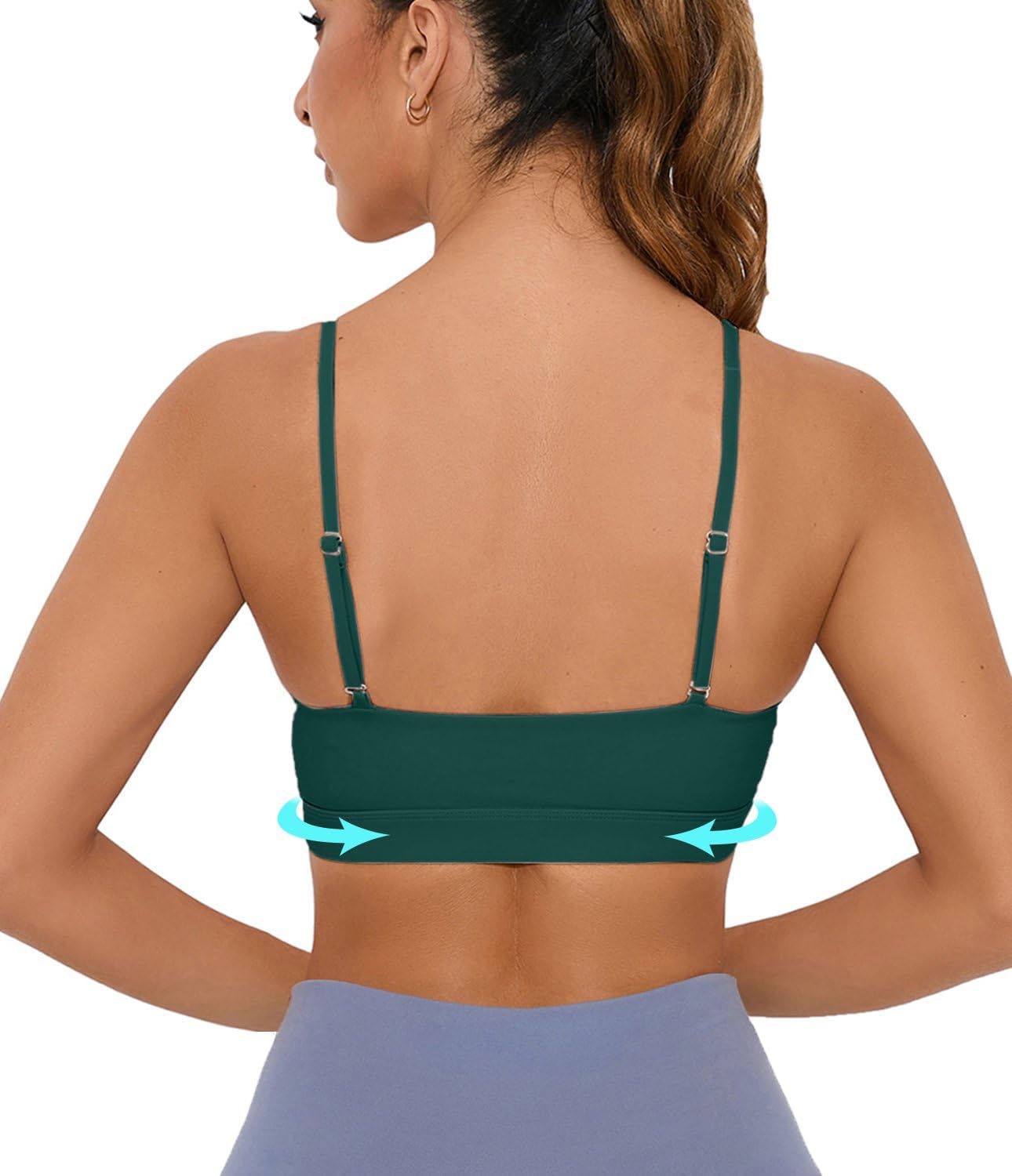 Comper Sports Bra for Women Wirefree Racerback Workout Bras Sexy Thin Straps Yoga Sport Bras with Removable Pads