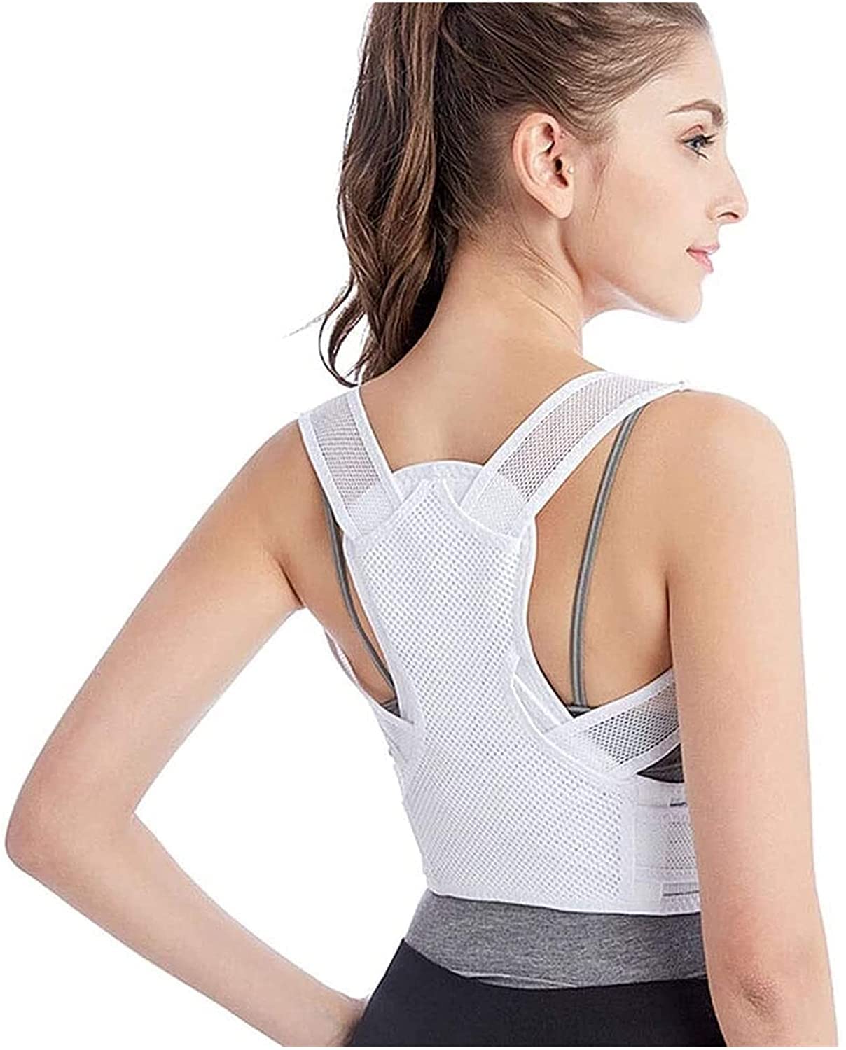 Corrector de postura Volver Invisible, Hunchback Mejore Postur Unisex Ajustable Ajustable Atrás Soporte de hombro(White,S)