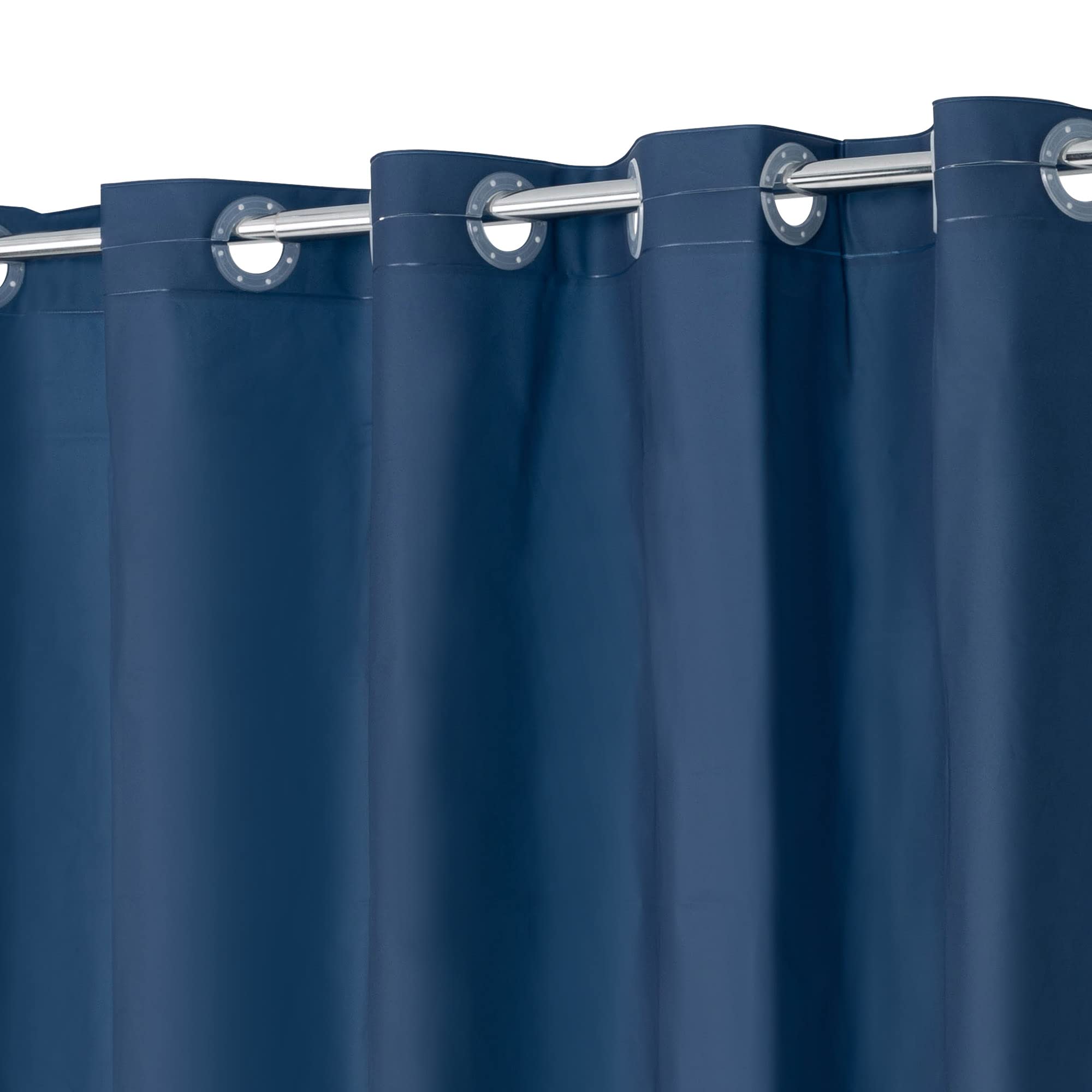 ABLUEN No Hook PEVA Shower Curtain or Liner - 8G Heavy Duty Blue Bathroom Shower Curtain No Hooks Required, Waterproof Plastic & PVC Free, Standard Size 71 x 74, Navy Blue — image 1