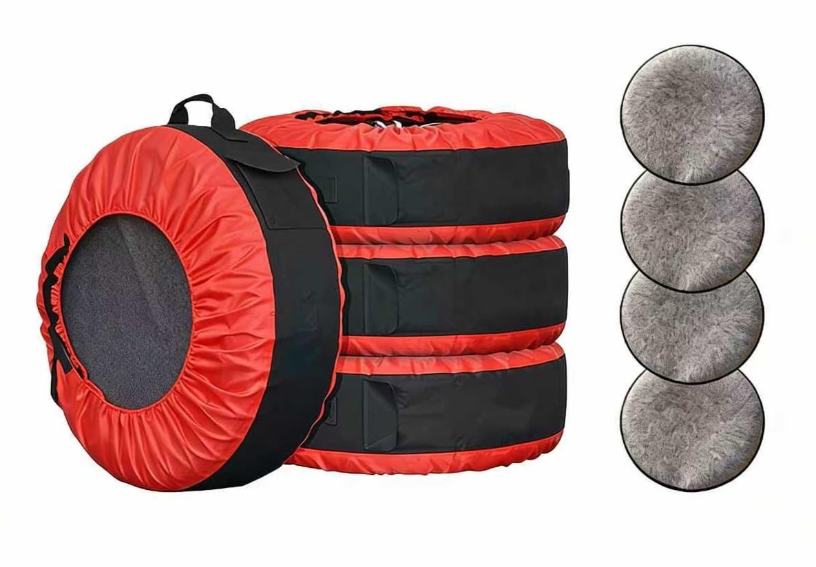 Genossen Reifentaschen 18-22 Zoll, 4 Stück Reifenabdeckung, aus 600D & 210D Oxford-Gewebe, Reifentüten Set mit Felgenschutzpolster, zum Transport, Lagerung, Wasserdicht staubdicht (Ø 80 cm)