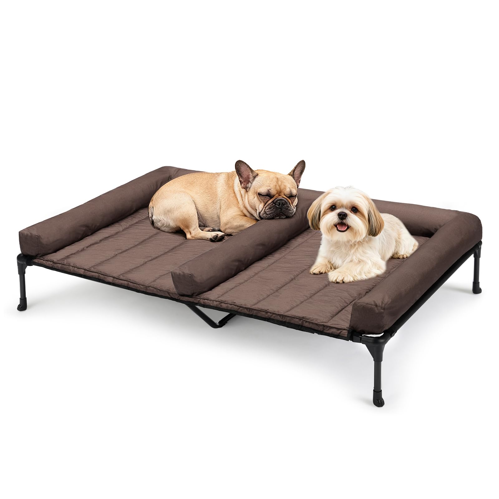 Veehoo Cooling Raised Dog Beds Waterproof Double Dog Bed Cushion for Two Medium Dogs Elevated Pet Cot with