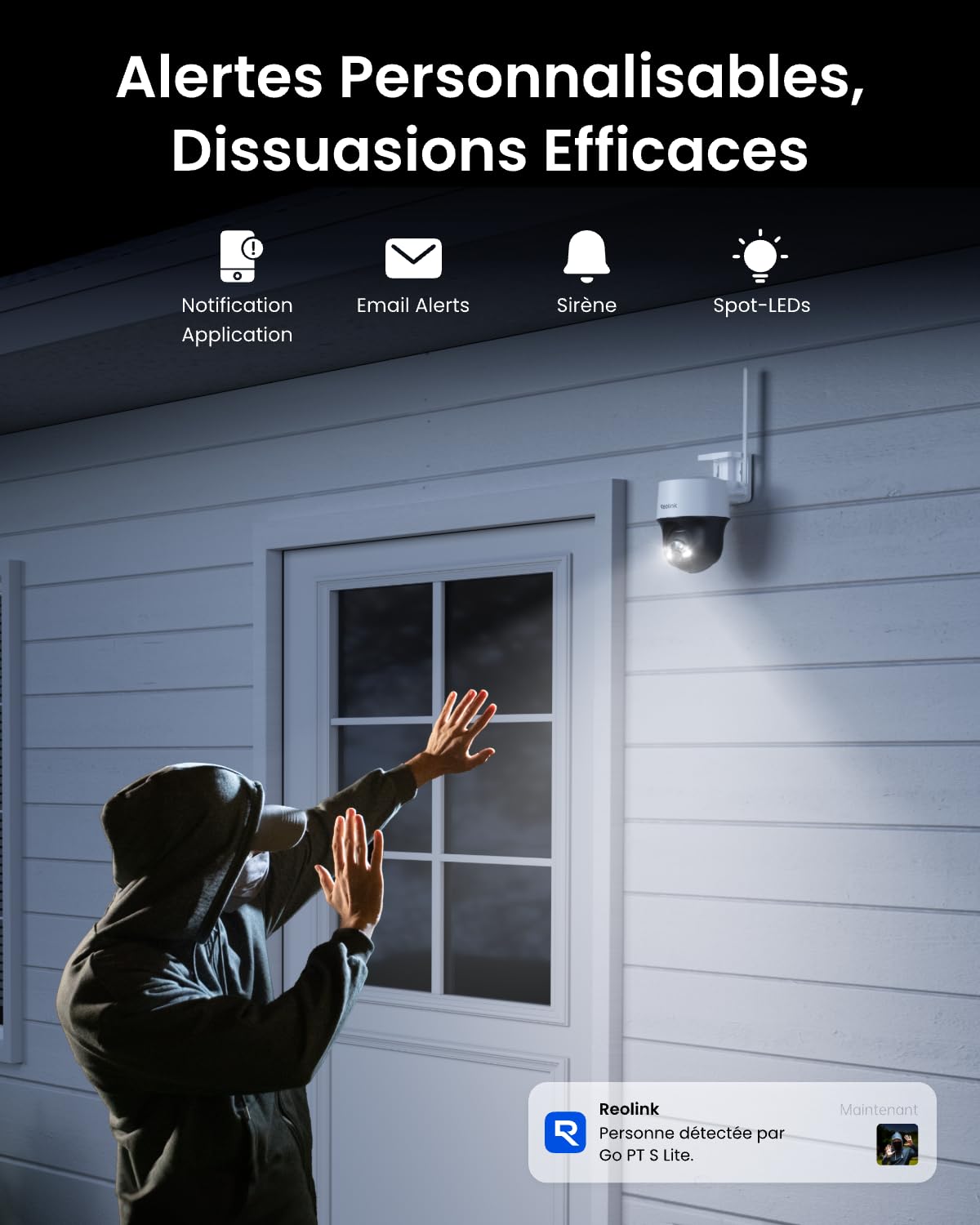 Reolink 4G LTE Caméra de Surveillance Extérieure sans Fil 4MP, Suivi Automatique 360°, Vision Nocturne Couleur, Détection IA, Carte SIM 4G Incluse et Non Amovible, Go PT S Lite+Panneau Solaire