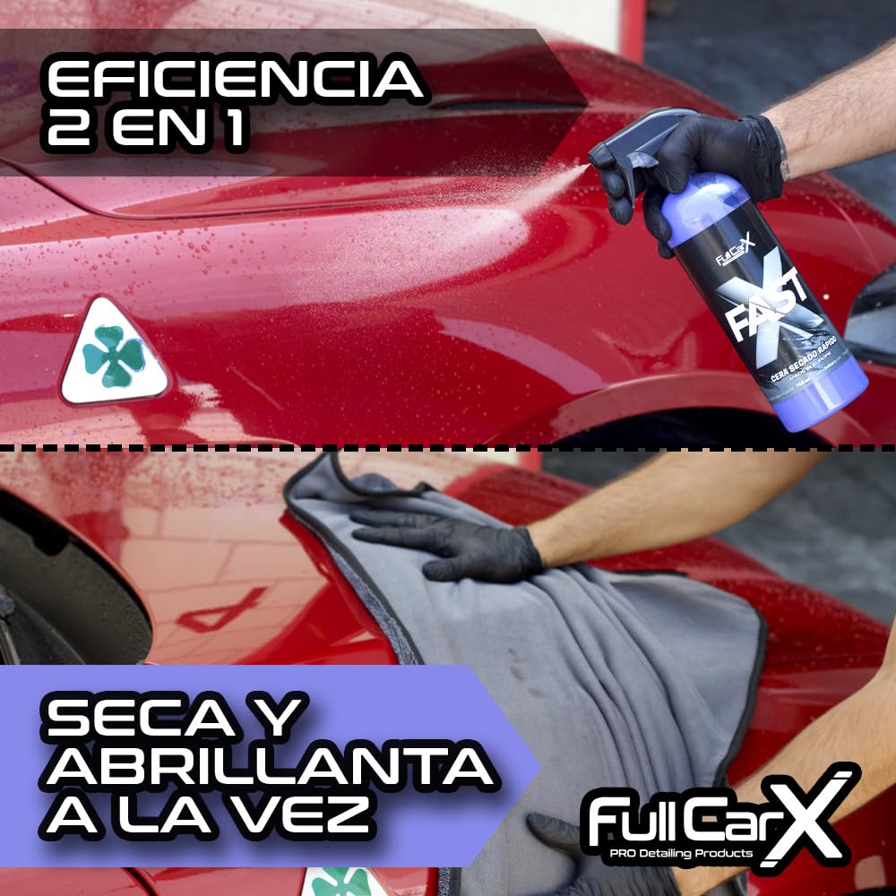 FULLCARX FastX 5-litrowy wosk w płynie na mokry samochód, wydajność 2 w 1, suszenie i ochrona o wysokim połysku, podstawa Carnauba, łatwa aplikacja, profesjonalny produkt czyszczący