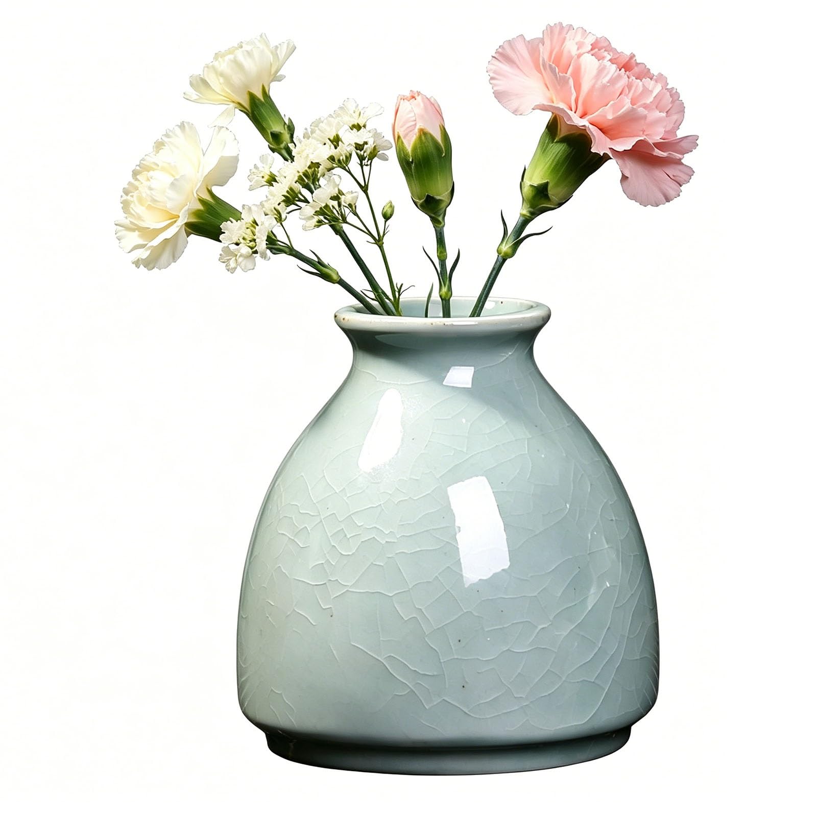 Ceramic Flower Vases Decorative Small Vase Set Rustic Farmhouse Vases Plain Ceramic Vases for Flowers Small Plants Flower Decoration