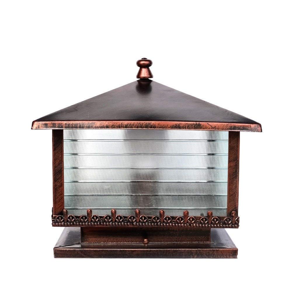 Lámpara de Columna Cuadrada con Cristal Transparente a Rayas, Farol de Exterior Impermeable IP55, para Porche, Patio, Mesa o como Elemento Decorativo. Lámpara de pie impe,Diameter: 40cm