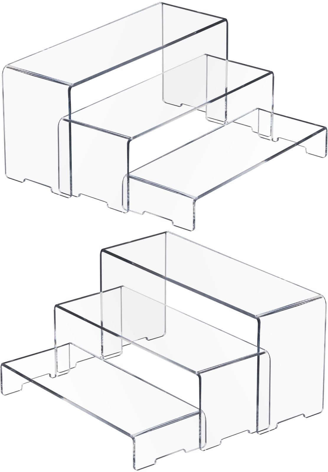 ClarityAcrylic 6Pcs Acrylic Display Risers(9", 8.5", 8") (2 Sets) Collectibles Display Stands, Funko Pop Figures, Retail Showcase, Jewelry, Cup Cake