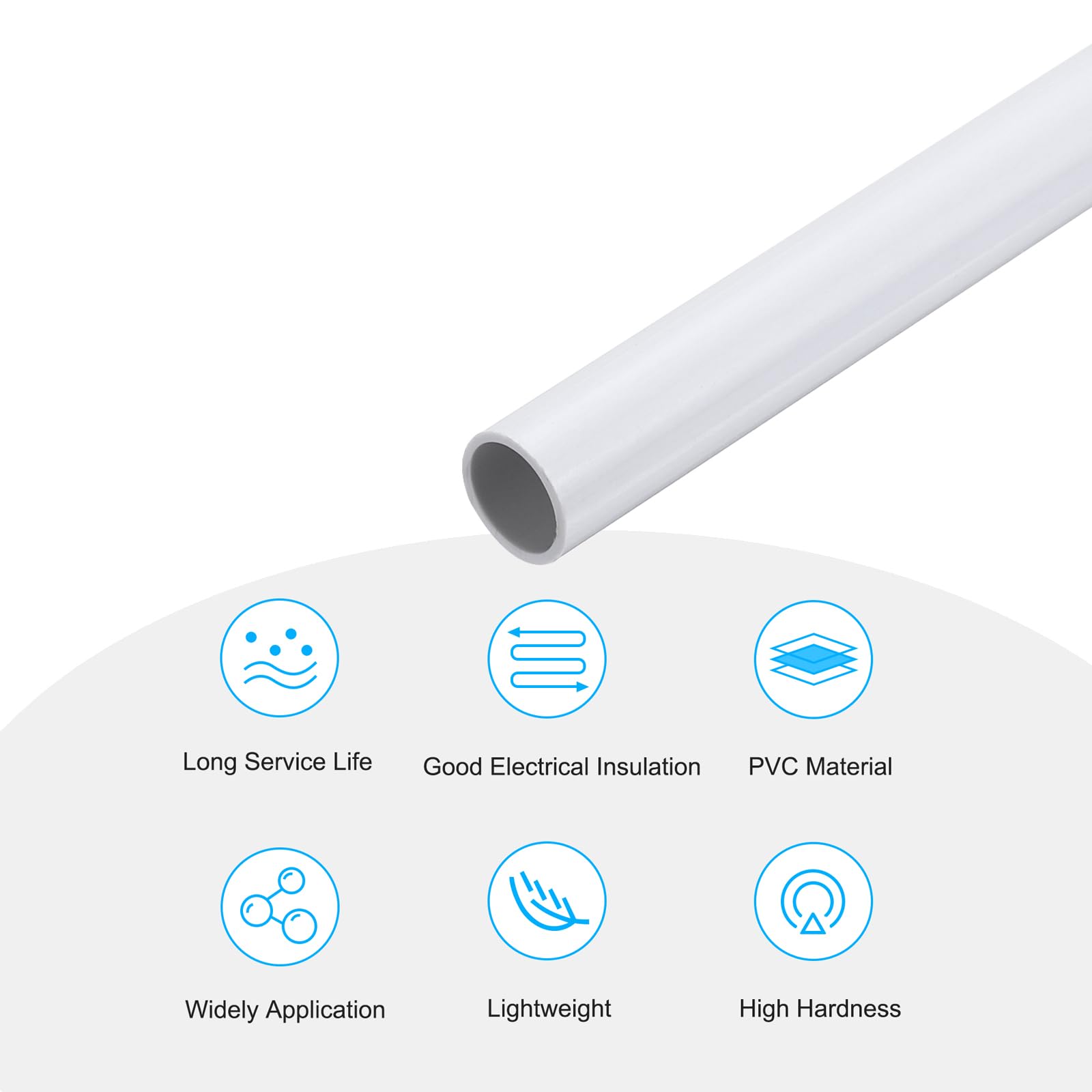 Tubi Rotondi in PVC Bianco 0,47" 10mm ID 12mm OD 12" Tubo Pvc Rigido Tondo Alto Impatto