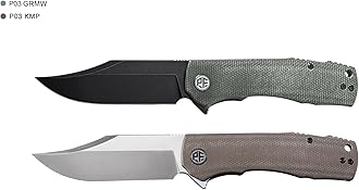 Petrified fish PFP03 Victor Folding Knife 3.58" K110 Satin Blade Steel Micarta Handle EDC Outdoor Camping Pocket Folding Knife (Khaki Satin)