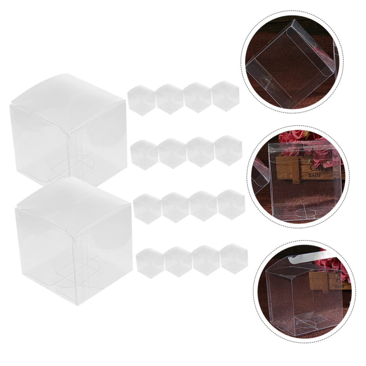 Amosfun Scatole Regalo Trasparenti Quadrati in Pvc 20pezzi Confezioni per Cioccolatini Bomboniere Feste Dolci