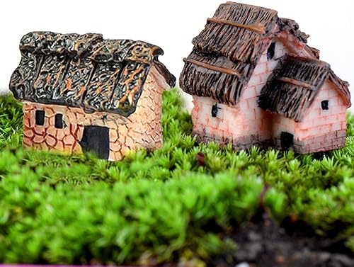 Miniatura 5 de 6 piezas de accesorios de mini casa de jardín de hadas, figura de cabaña de pueblo en miniatura, adornos de decoración de micro paisaje, para