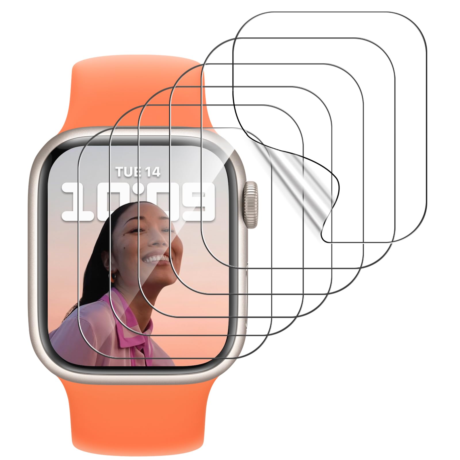 LK 6 Pezzi Pellicola per Apple Watch Series 9/8/7 41mm e Apple Watch Series SE 2/6/SE/5 40mm, Pellicola Protettiva per iWatch 40mm, Sensibile al Tatto, Senza Bolle, HD Trasparente TPU Film
