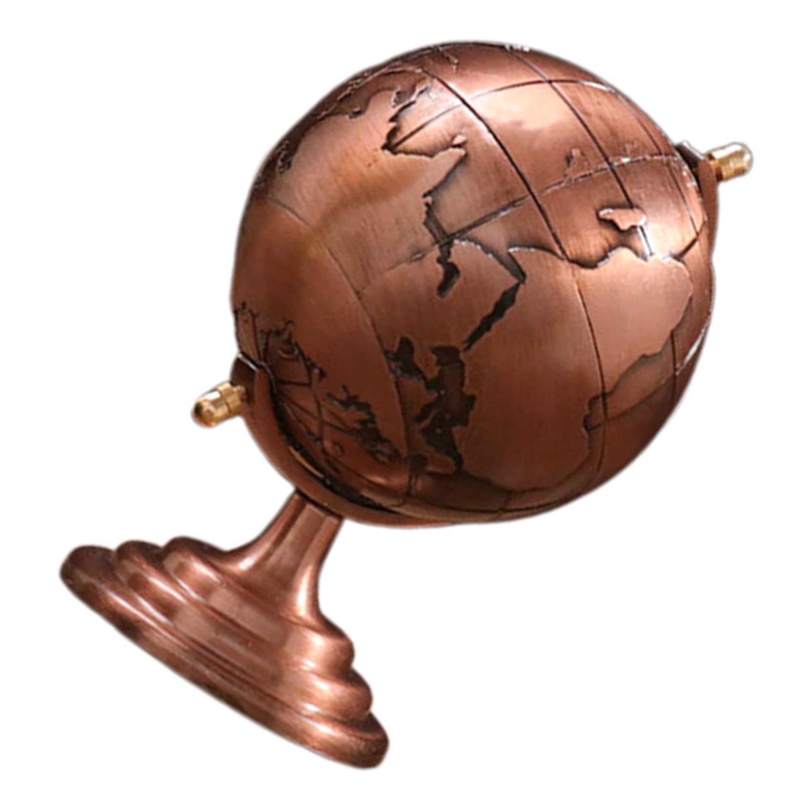 Globe terre vintage métal rotatif grand format pour meuble de salon vide