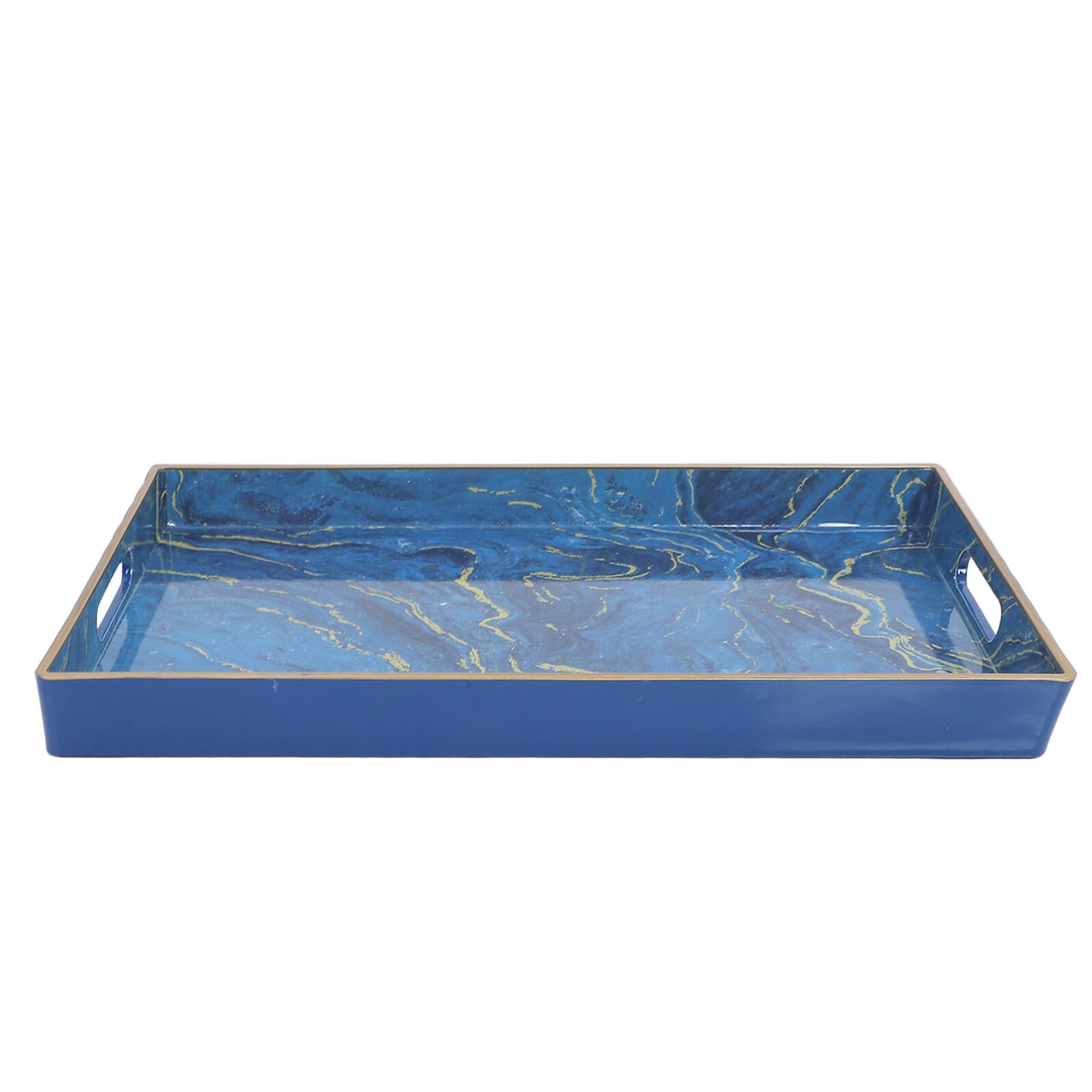 Garneck Bandeja Rectangular Decorativa de Plástico con Efecto Mármol Azul, Bandeja Organizadora para Baño y Centro de Mesa, Adecuado para Servir Desayuno y Exhibición, Diseño Resistente