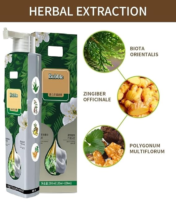 Natural Plant Bubble Hair Dye, for Grey Hair Color Hair Dye Shampoo.(Chestnut Brown)