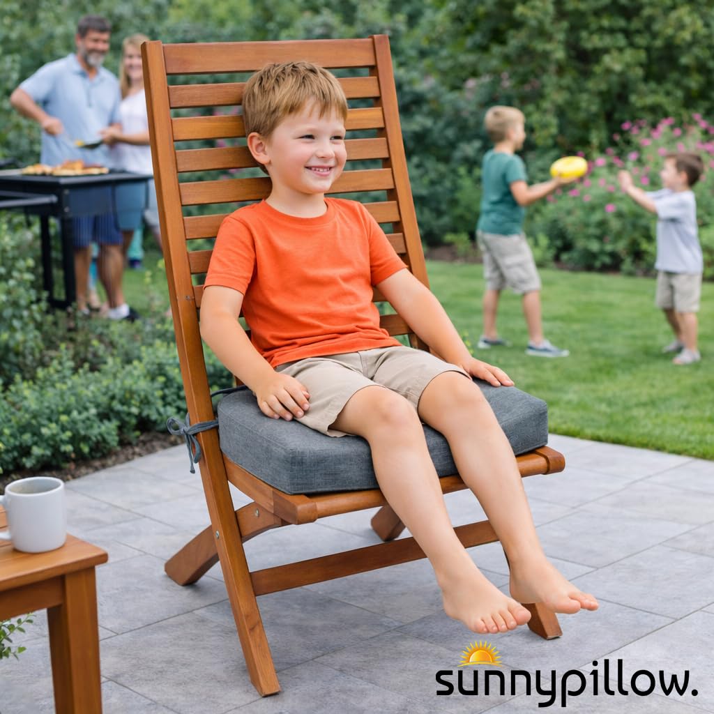 sunnypillow Lot de 2 Coussins de Chaise 40 x 40 x 7cm, Extérieur - imperméables résistants aux UV - Coussin d'assise pour bancs - Coussin de siège pour la Maison et Le Jardin - Gris