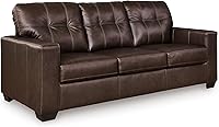 Signature Design by Ashley Santorine Dark Brown Tufted Leather Match Sofa - Transitional Plush Comfort Couch