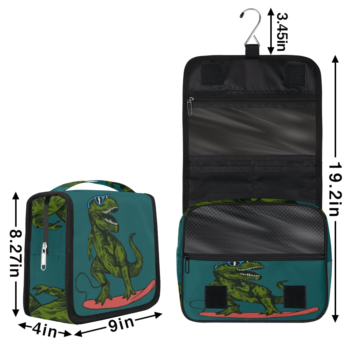 Dinozaury Podróżna Kosmetyczka Śliczne Zwierzę Mycie Torba Unisex Wiszące przybory toaletowe Kosmetyczka Organizer do makijażu, wielobarwny, Jeden rozmiar