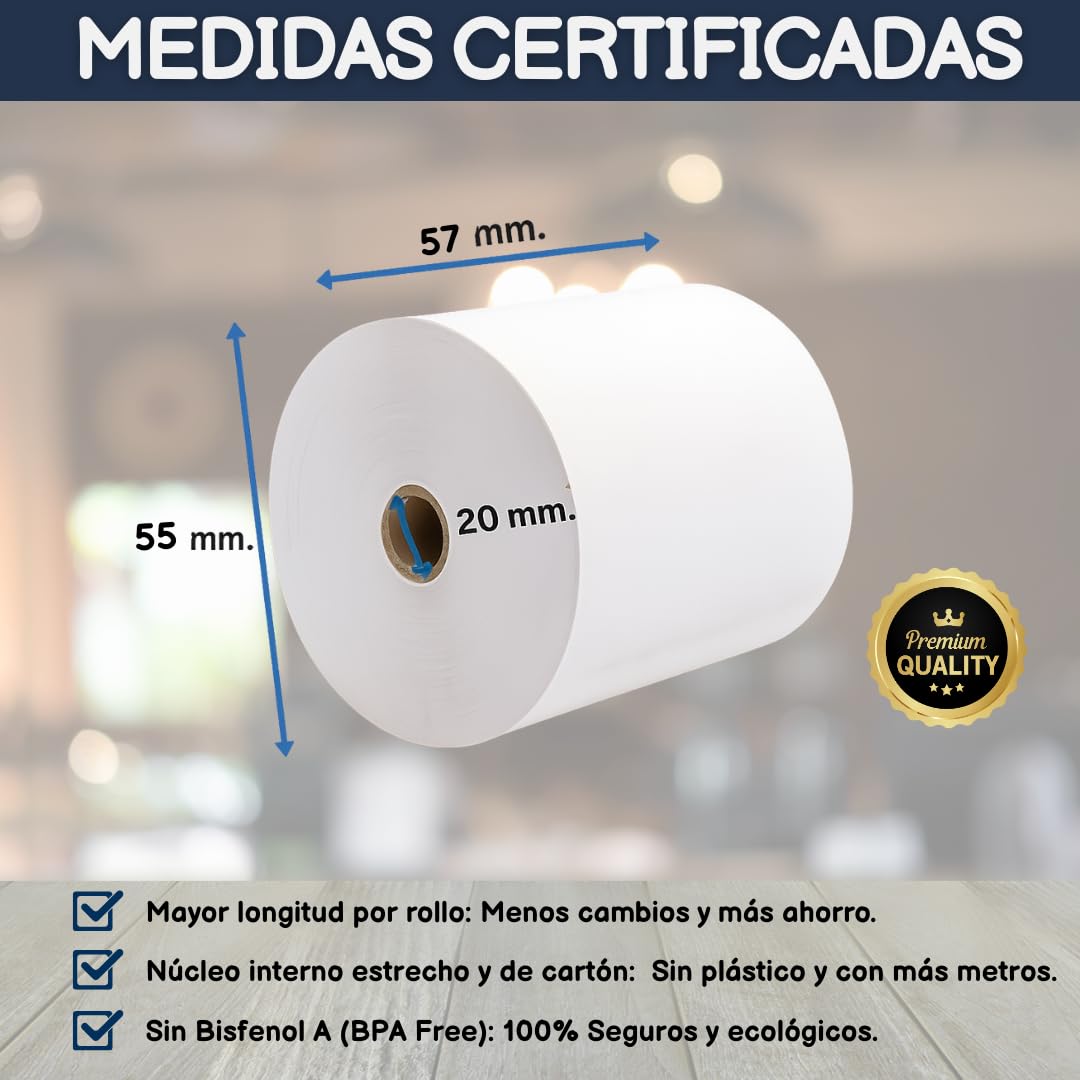 BALSAT Rollo termico tickets para balanzas 57x55. Rollos de papel termico. Rollos para balanzas (100)