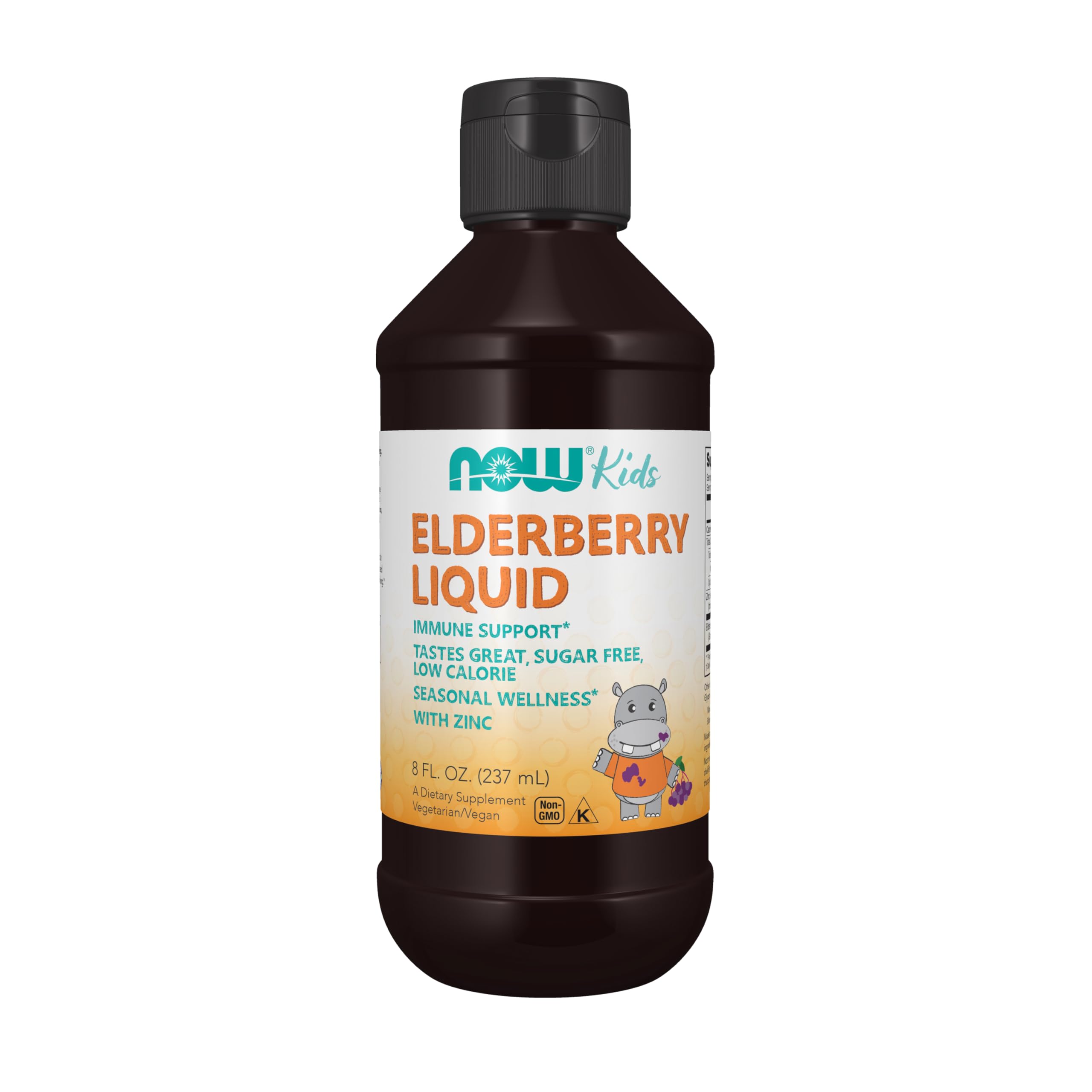 NOW Supplements, Liquid Elderberry for Kids with Zinc and Astragalus, Immune Support*, 8-Ounce, packaging may vary