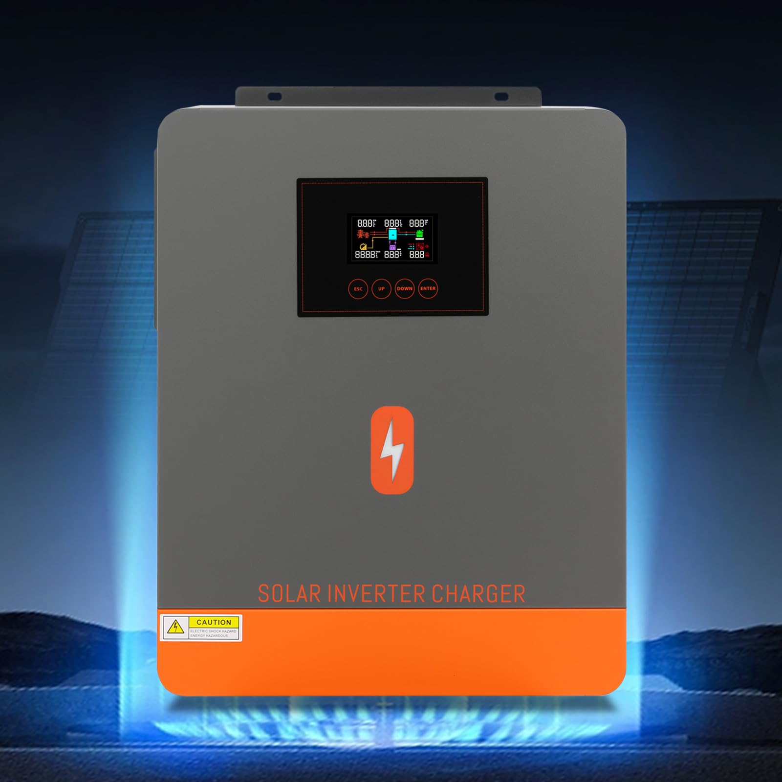 Inversor solar híbrido de 4200 W, independiente de la red, inversor de onda sinusoidal pura CC 24 V a CA 230 V con regulador solar MPPT para baterías de plomo/litio