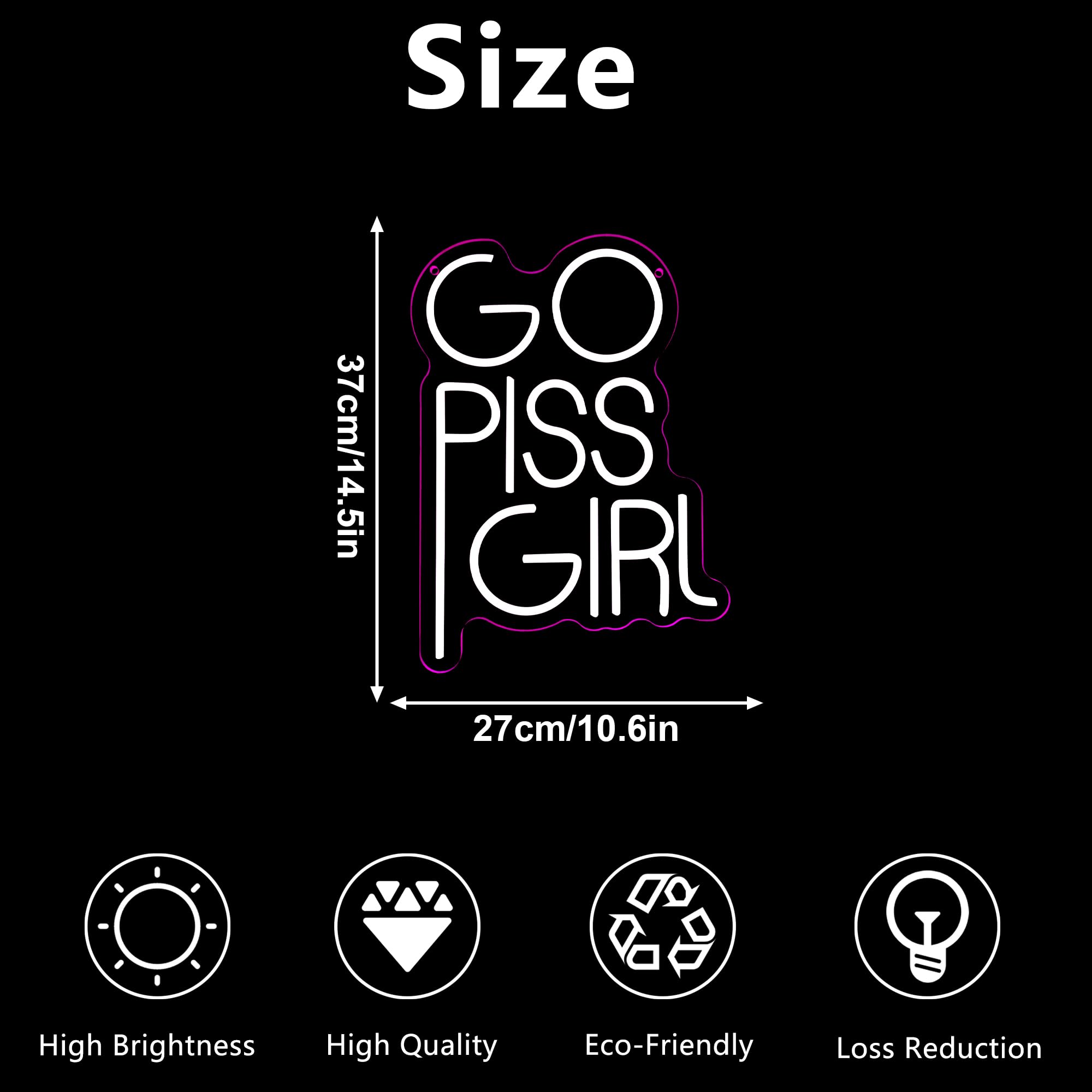 Go Piss Girl - Letrero de neón rosa regulable LED moderno para pared, decoración estética, arte de cultura pop, divertido letrero para bar, dormitorio, decoración de cumpleaños (14.5 x 10.6 pulgadas)