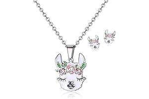 Adorably Cute Alpaca Stud Earrings and Necklace Set: Express Your Llama Love