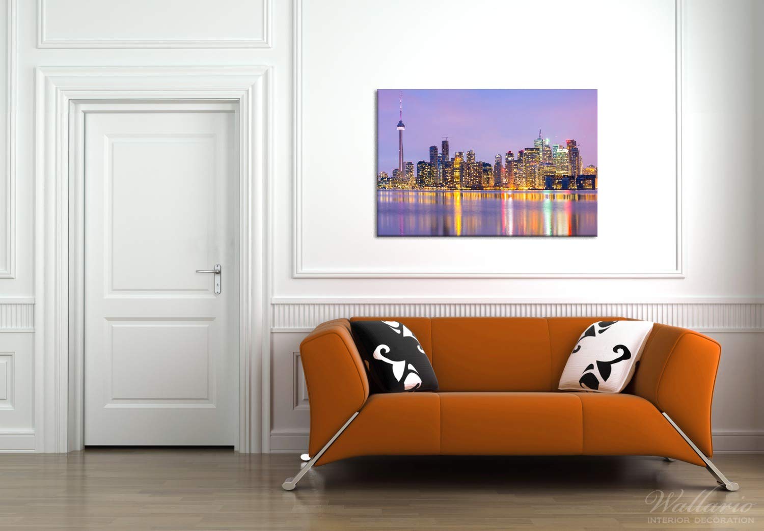 Wallario Leinwandbild Toronto Skyline - Kanada am Abend - Wandbild 60 x 90 cm: Kunstdruck | Brillante lichtechte Farben | hochauflösend | verzugsfrei