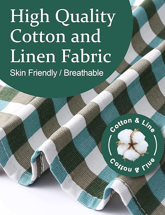 Image of Cozy Adjustable Cross Back Aprons for Women with Pockets Cotton Linen Cooking Kitchen Baking