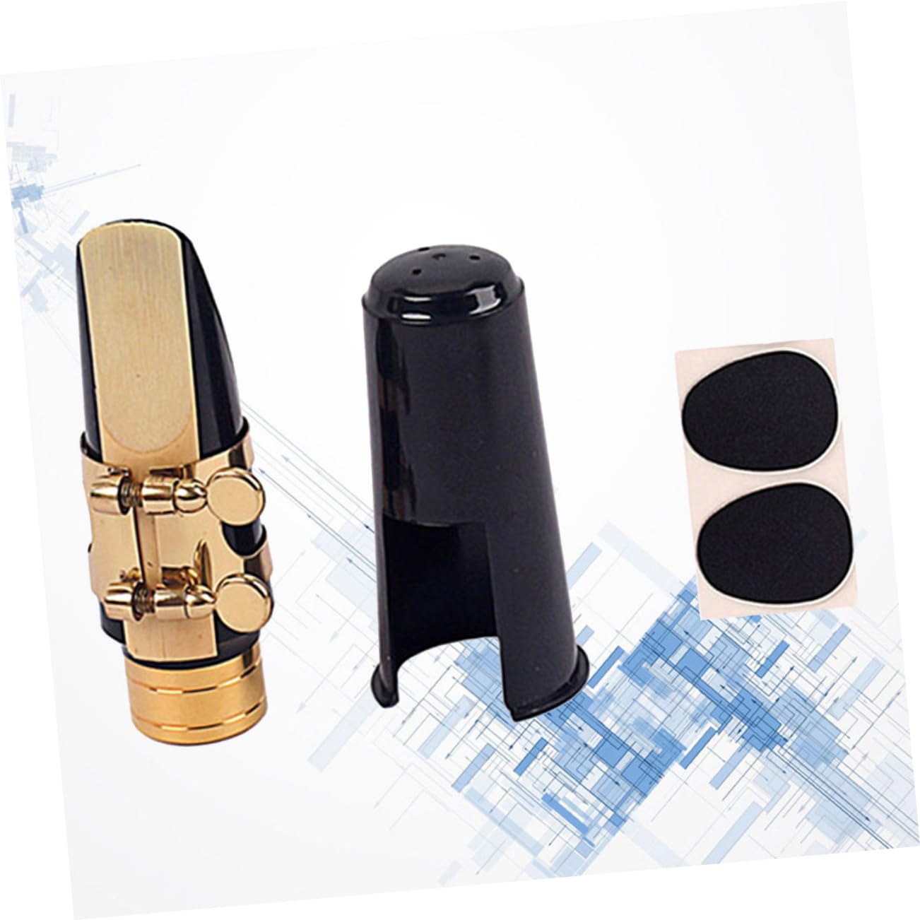 ibasenice Accessoire Saxophone Alto avec Boucle en Cuivre, Embouchure en Plastique et Métal, Stabilise le Tube, avec Capuchon et Écussons pour Performance Optimale