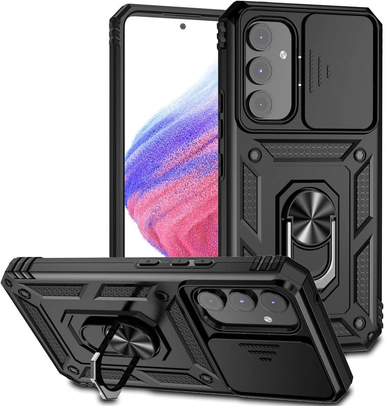 SmartLike Robot Ring Thunder Case, Shockproof Hybrid Kickstand Back Case Defender Cover for Samsung Galaxy A55 5G 6.5" - Black (Sliding Camera Window) (B0CVV5XXFB) Amazon Price History, Amazon Price Tracker