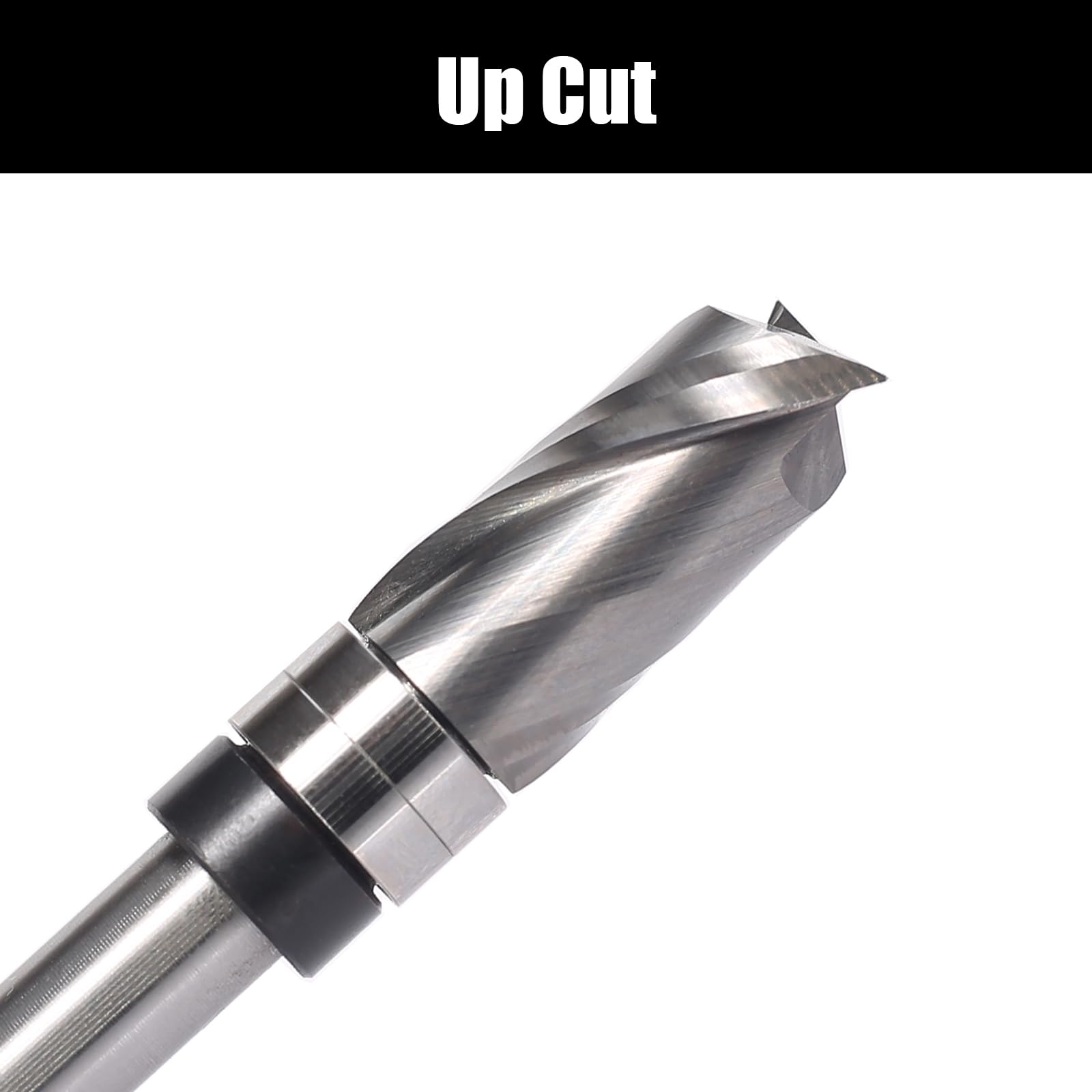 Fresa de enrasado en espiral de 8 mm, fresadora en espiral para fresadora superior, diámetro de corte de 12 mm, longitud de corte de 25,4 mm, ranura en espiral, rodamiento de bolas inferior