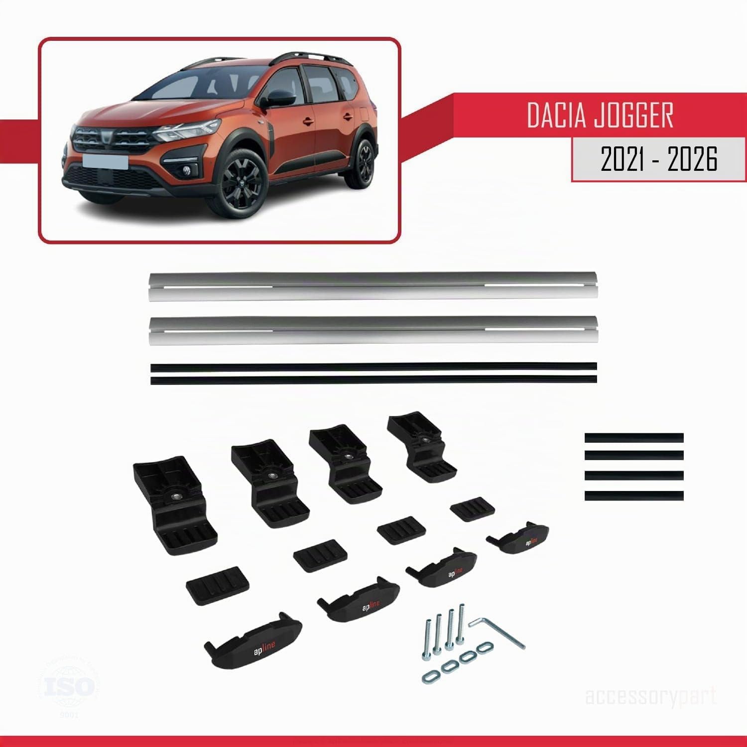 Compatible avec Dacia Jogger 2021-2024 BASIC Model Universel Barres de Toit Railing Porte-Bagages de Voiture Gris Aluminium 2 Barres
