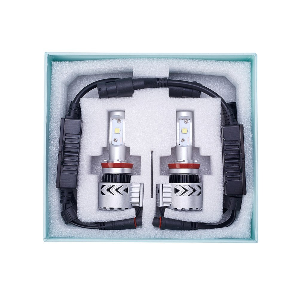 FLAWISH 2 Pieces 6500K Super White H8 Xenon HID Conversion Kit XHP50 Headlight Lighting Bulbs