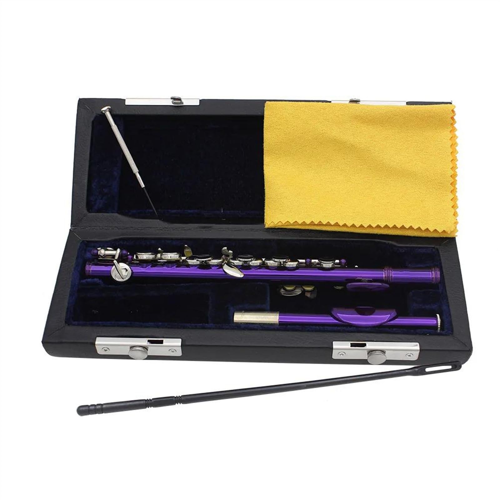 Flauta De Cuproníquel De Tamaño Medio Piccolo Morado Con 16 Agujeros Y Llave E Con Funda De Cuero Flauta Travesera para Principiantes