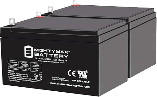 Mighty Max Battery ML15-12NB 12V 15AH Replacement Battery Compatible with Peg Perego DJW12-12DMU12-12 - 2 Pack
