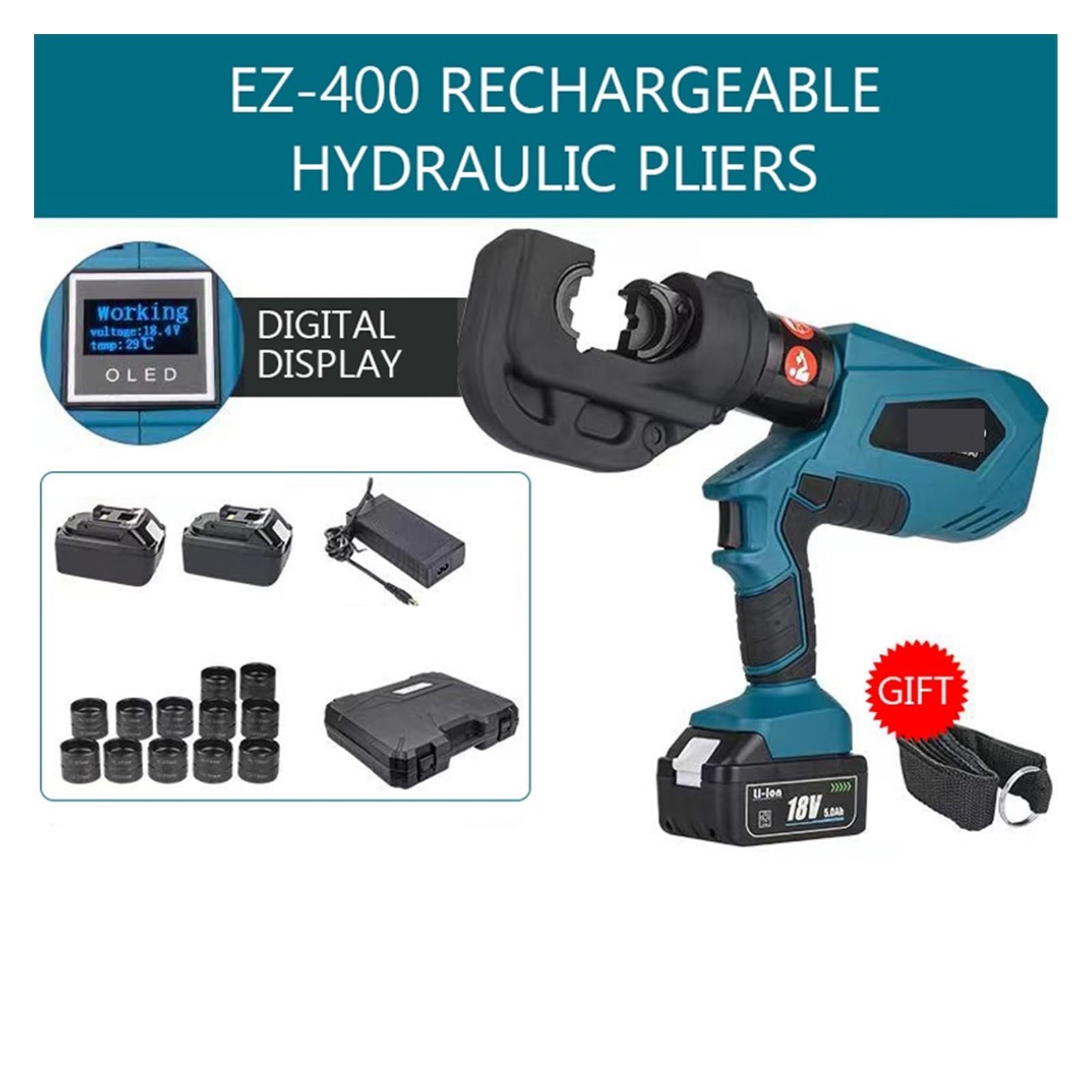 Pressatrice Multistrato Pinza ricaricabile Crimpatura elettrica DC18V / 4Ah a crimpare ricarica Strumento Prezzo fabbrica(EZ-400 2 Batteries)