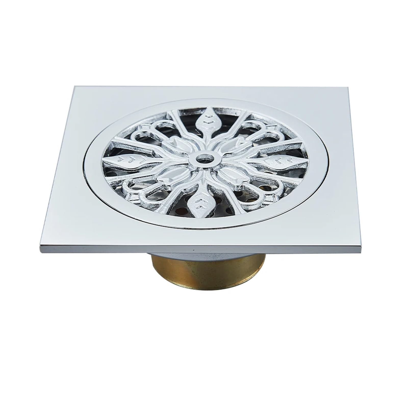 Drain de sol de douche en laiton antique et chrome 10x10cm