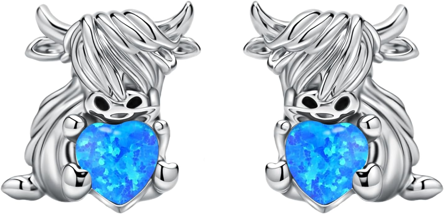 Valentines Day Gifts for Her Hypoallergenic Highland Cow Earrings for Women 925 Ste...