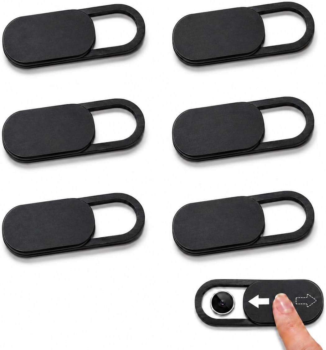 (6 Pack) Orzero Webcam Camera Cover Slide for Echo Show 11 (2025)/Show 8 (2025)/MacBook Neo 13", Ultra-Thin Web Cover Blocker Slider Accessories for Security and Protect Your Visual Privacy - Black